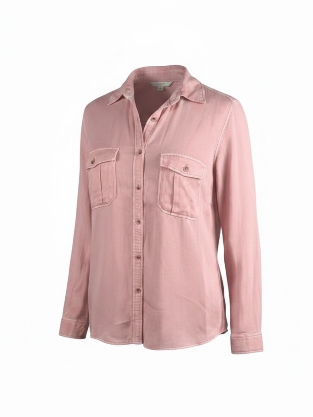 NWT Harper L pink hi-low collared relaxed fit long sleeve button up top